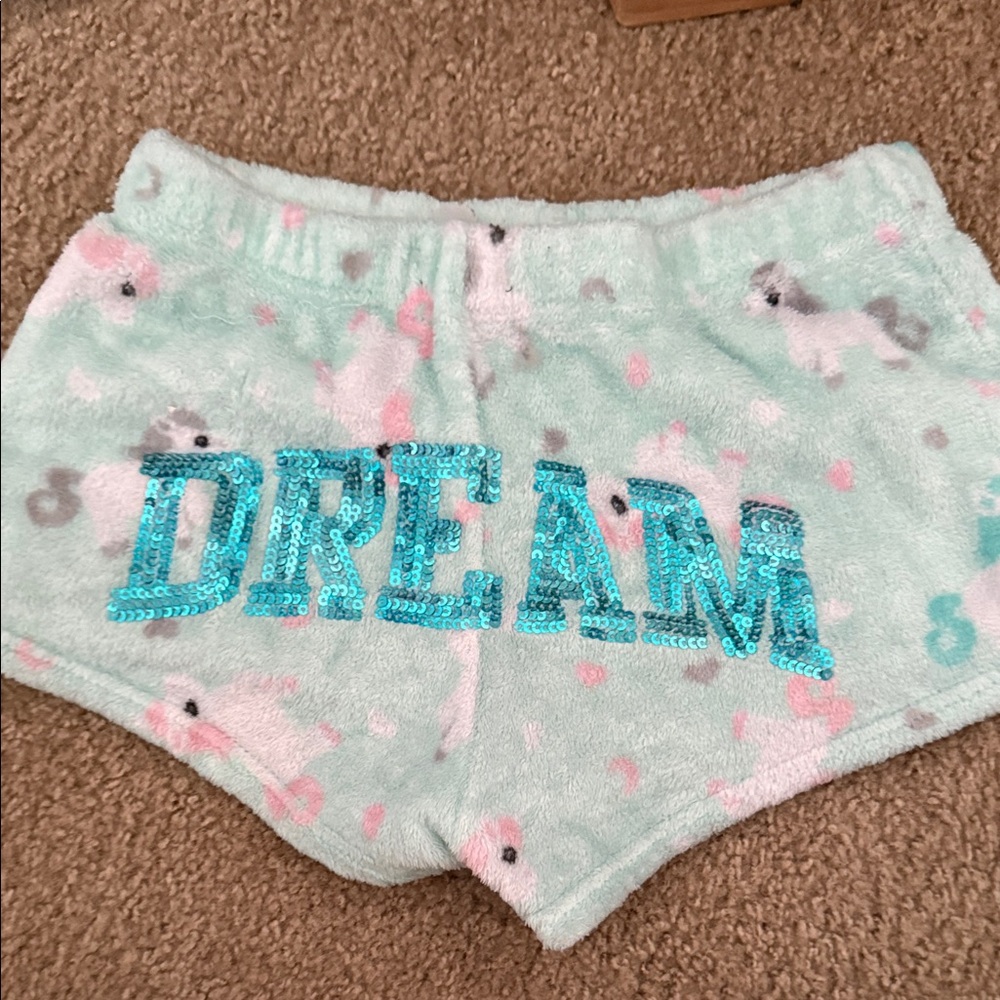 Em & Alfie Women’s Fleece Shorts with Unicorn Print